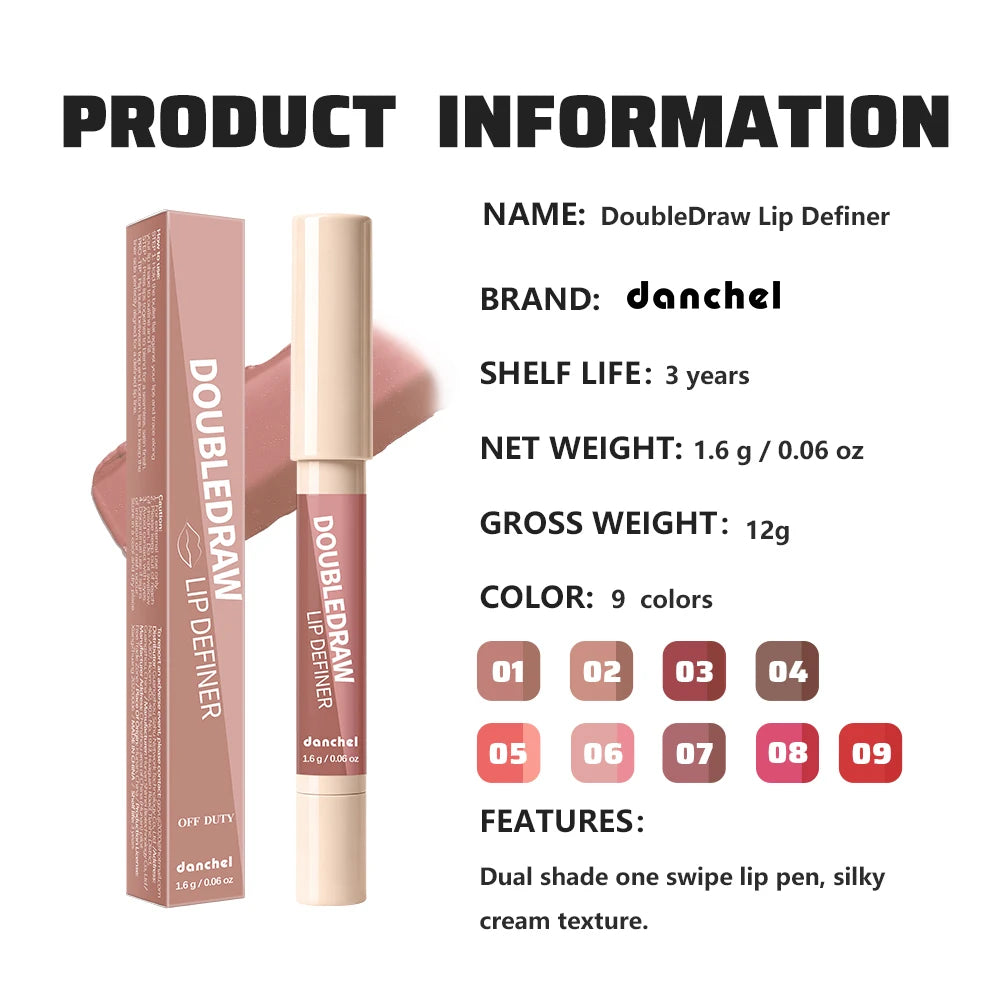 2-in-1 Lip Liner and Matte Lipstick for Long-Lasting Wear - 16