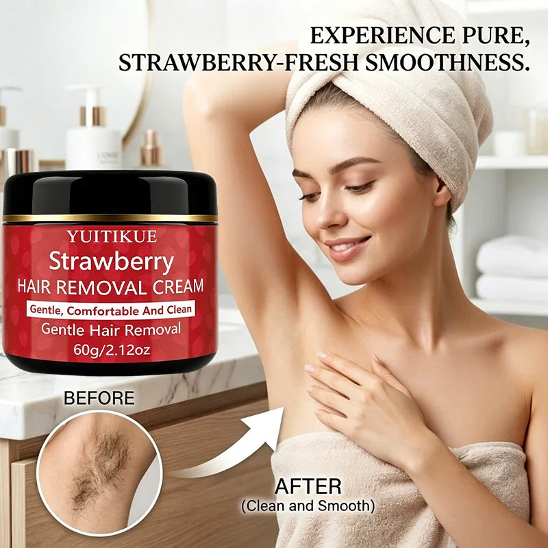 YUITIKUE Strawberry Depilatory Cream Gentle Body Hair Remover 60g