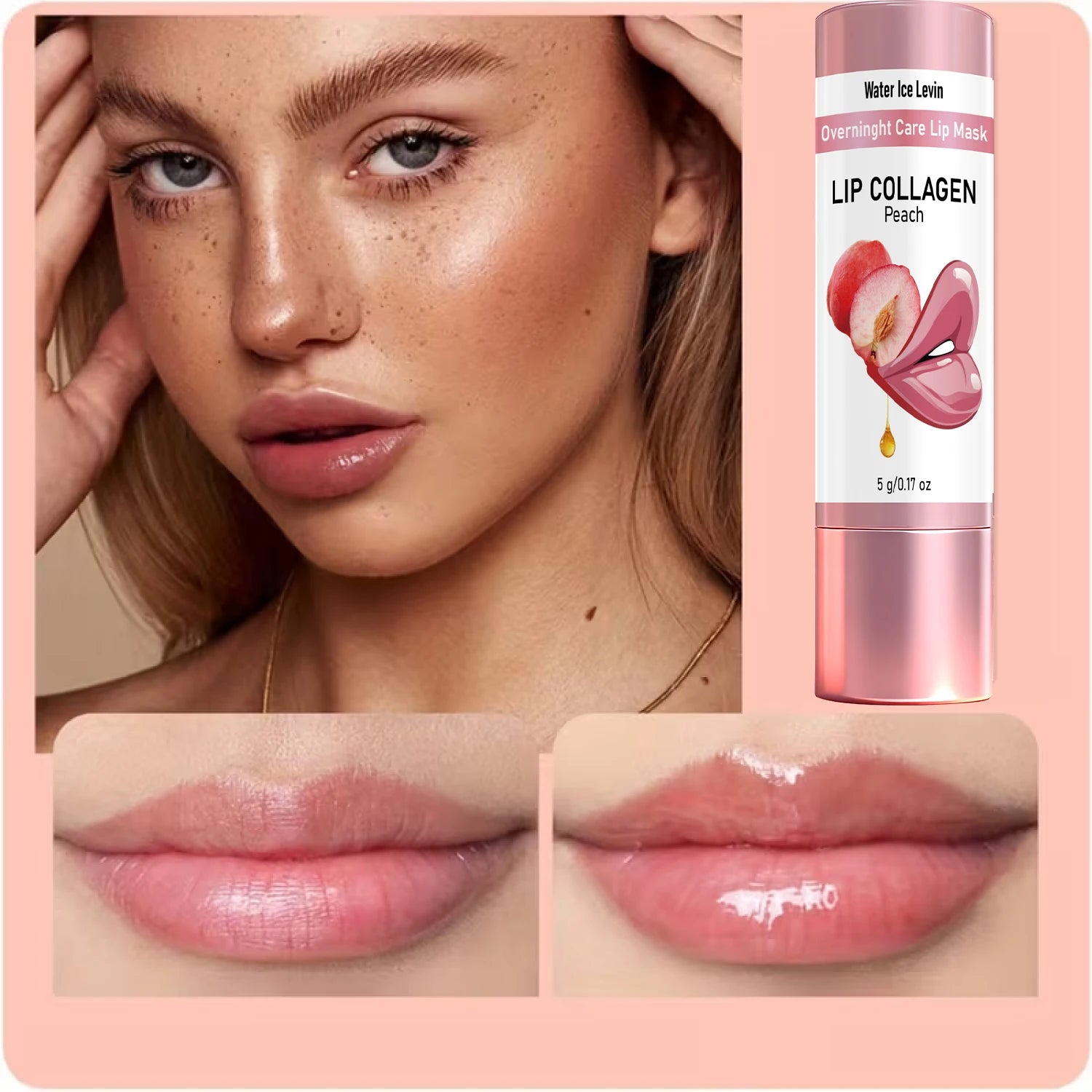 Peach Collagen Overnight Lip Mask Nourishing Hydrating Lip Care Treatment - 6