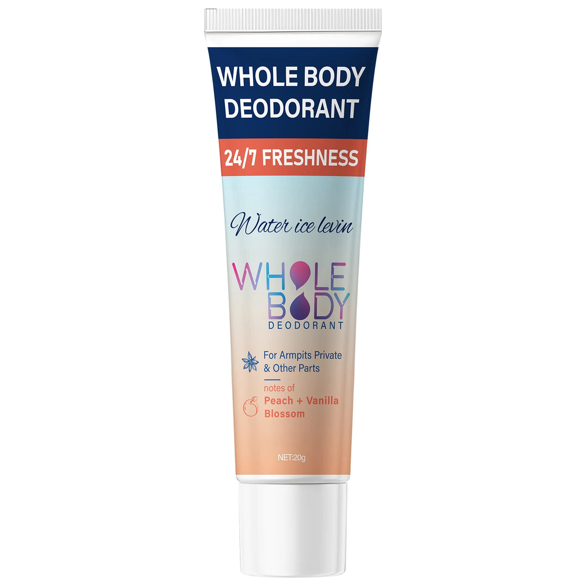 Whole Body Deodorant Cream for Odor Control and Freshness Peach Vanilla