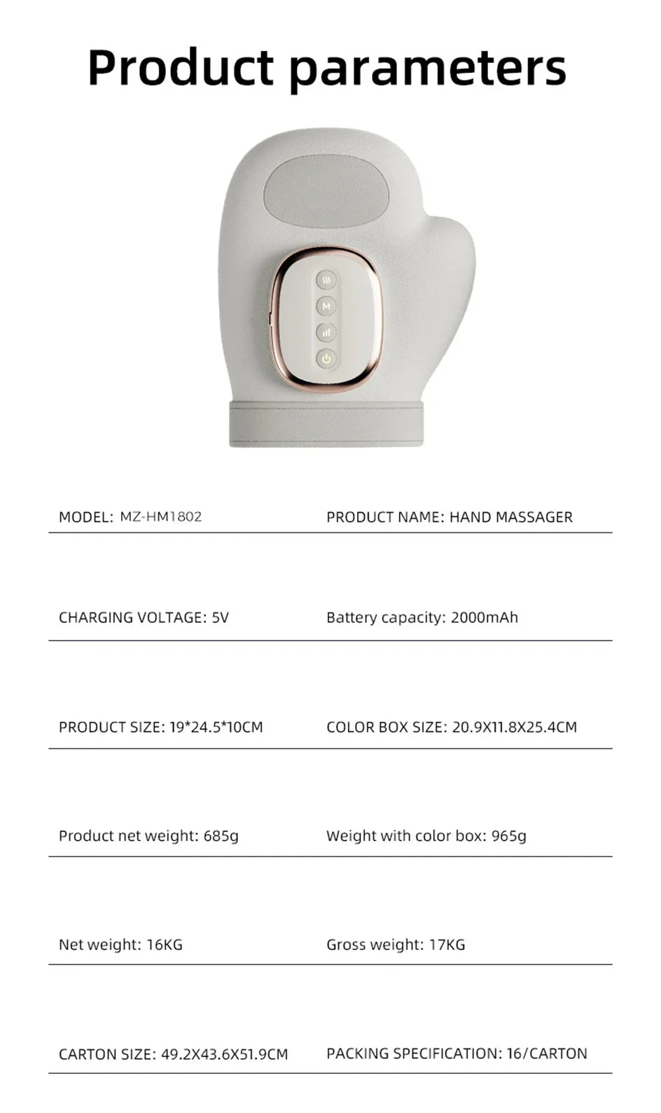 Electric Air Compression Hand Massager with Heat for Pain Relief