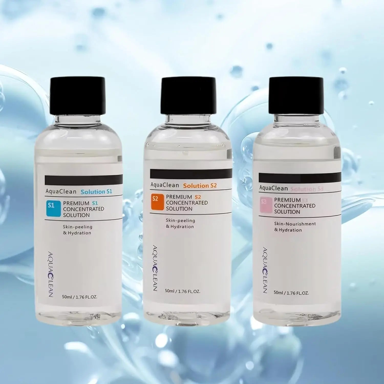 3 Bottle Aqua Peeling Facial Care Concentrate Solution Set S1 S2 S3