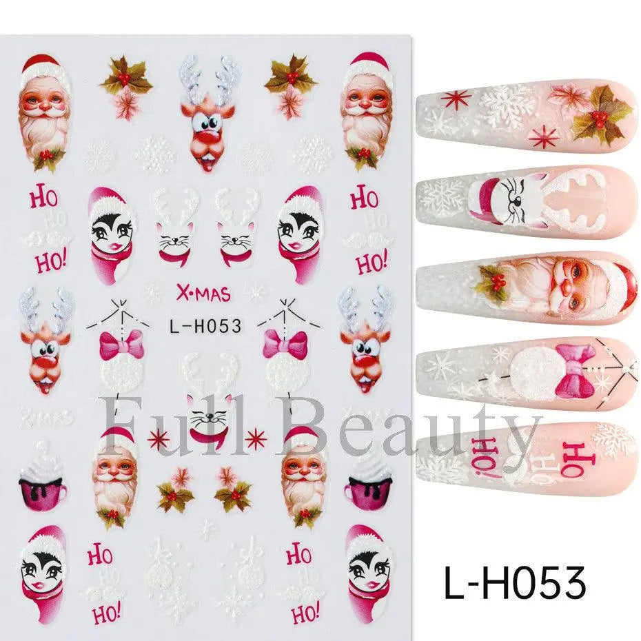 3D Christmas Cartoon Nail Art Stickers