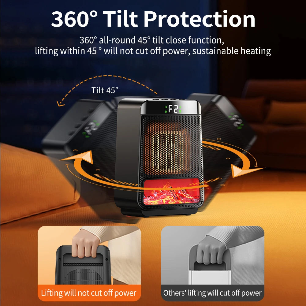 Portable Electric Space Heater with Flame Effect - 18
