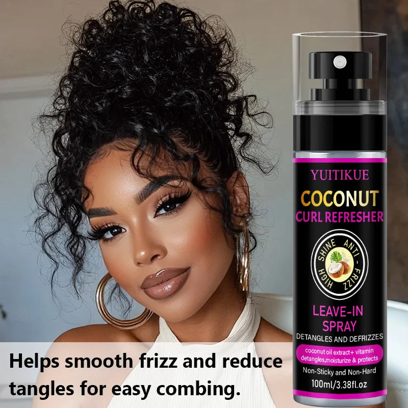 YUITIKUE Coconut Curl Refresher Spray Anti Frizz Detangling Hair Mist