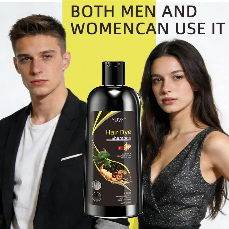 Herbal Hair Dye Shampoo for Gray Hair Coverage 100ml