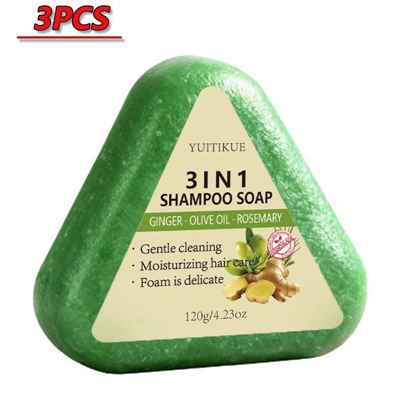 3 In 1 Ginger Rosemary Olive Oil Solid Shampoo Bar 120g