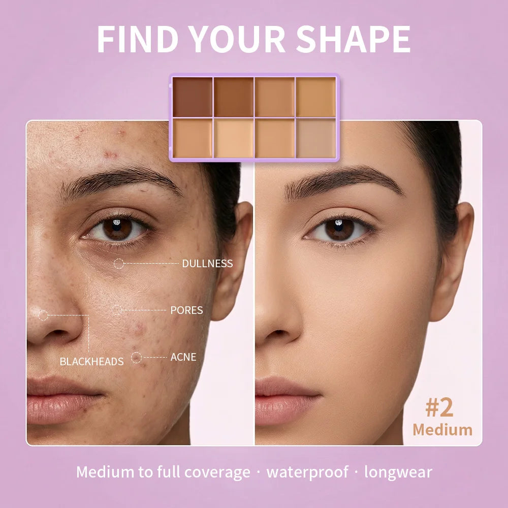 8-Color Professional Cream Concealer and Contour Palette - 5