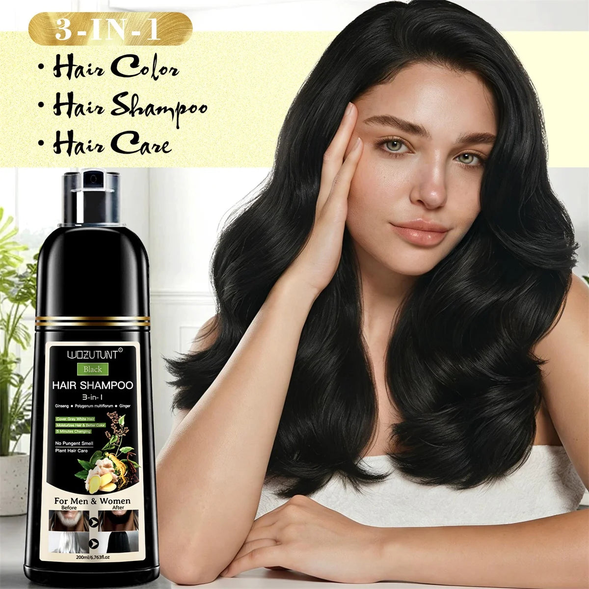 3 in 1 Black Hair Dye Shampoo and Soap for Gray Hair Coverage - 21
