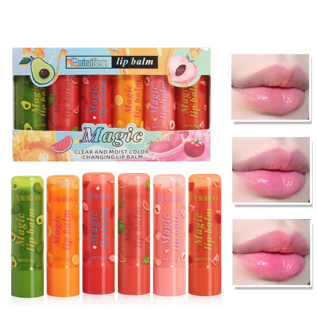 Peinifen Fruit Magic Lip Balm Set Color Changing Moisturizing Lipstick