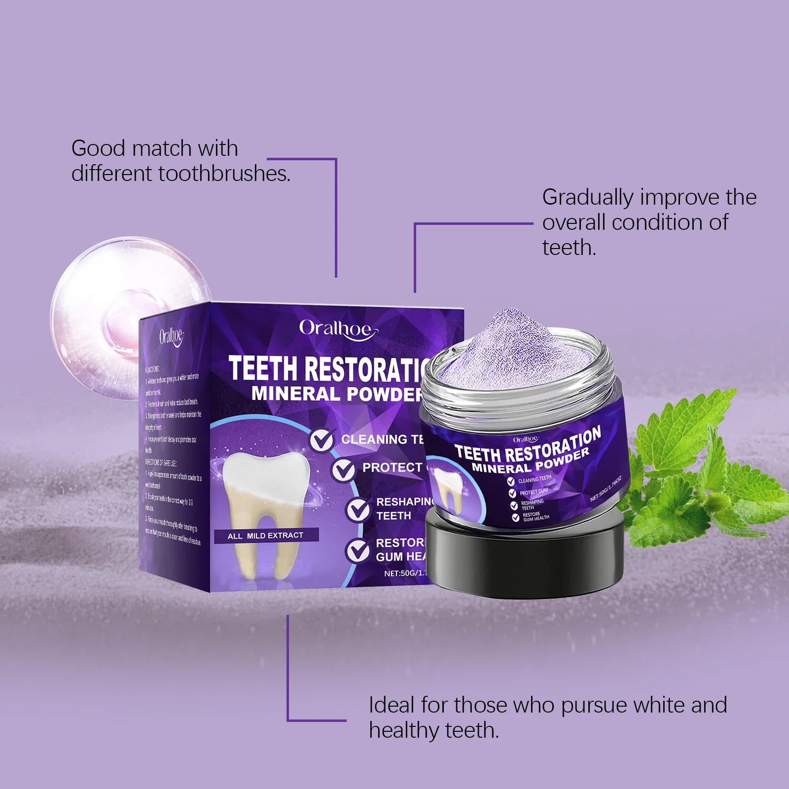 Teeth Whitening and Plaque Removal Cleaning Powder - 10