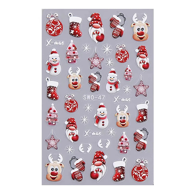 Festive Christmas Cartoon Nail Art Decals - 7