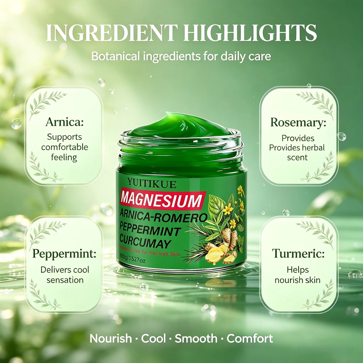 Magnesium Body Cream with Rosemary and Peppermint Herbal Moisturizer