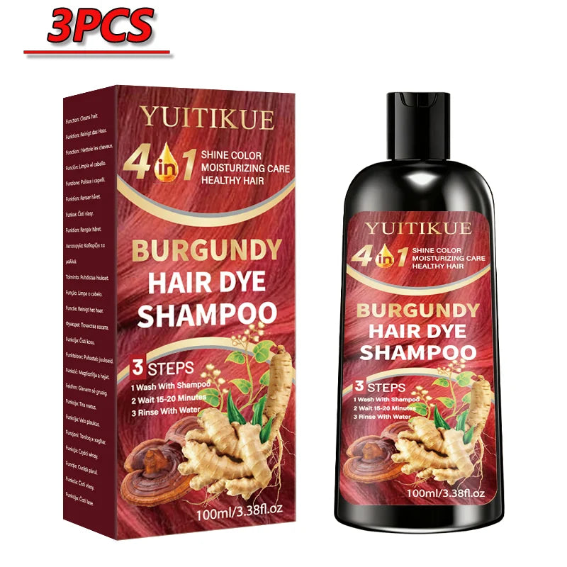 7 in 1 Burgundy Hair Dye Shampoo Natural Herbal Moisturizing 100ml