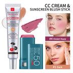 Color Correcting CC Cream and Sunscreen Blush Stick Set