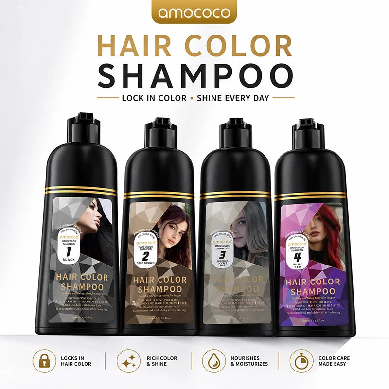 500ml Hair Color Shampoo for Black Brown Coffee and Burgundy Coloring