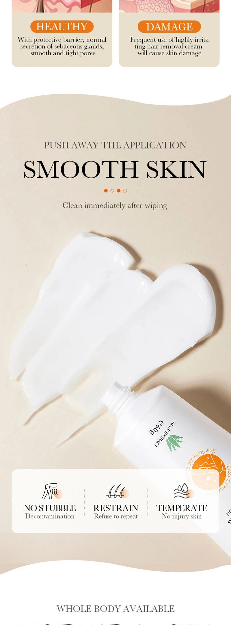 Pain-Free Aloe Vera Hair Removal Cream for Sensitive Skin