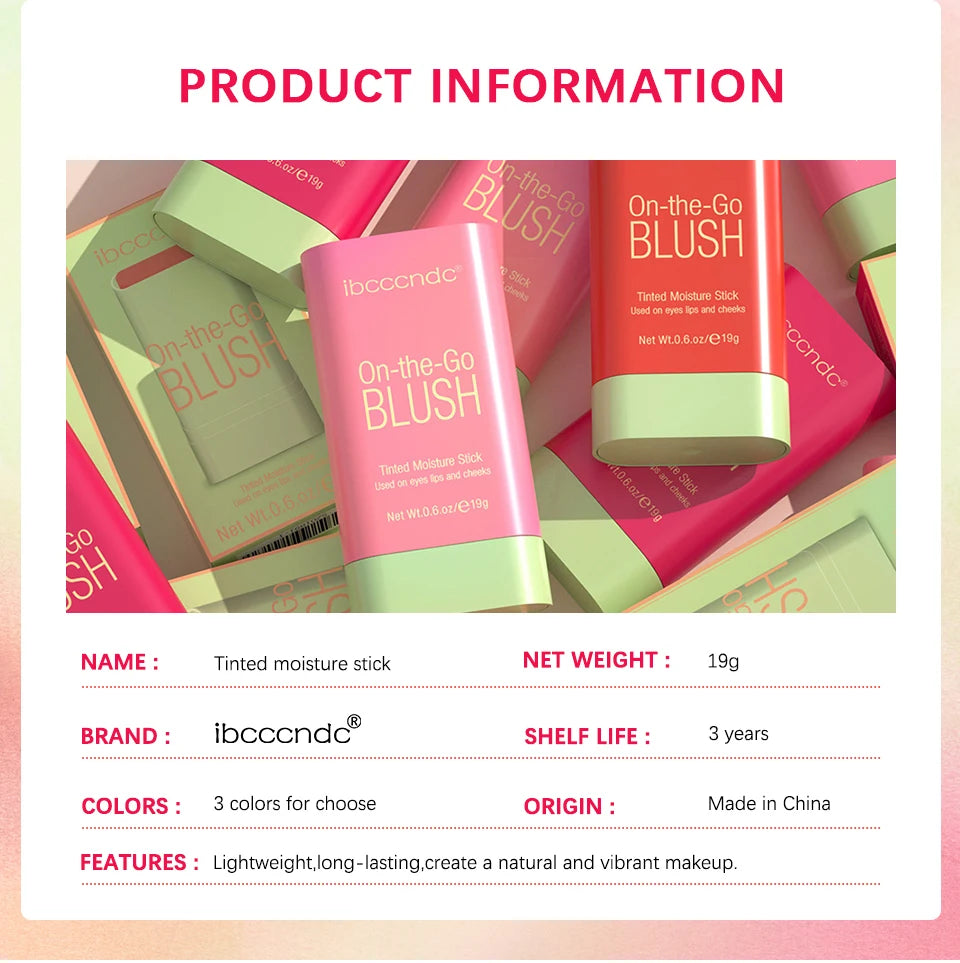 Tinted Moisturizing Blush Stick for Cheeks and Lips