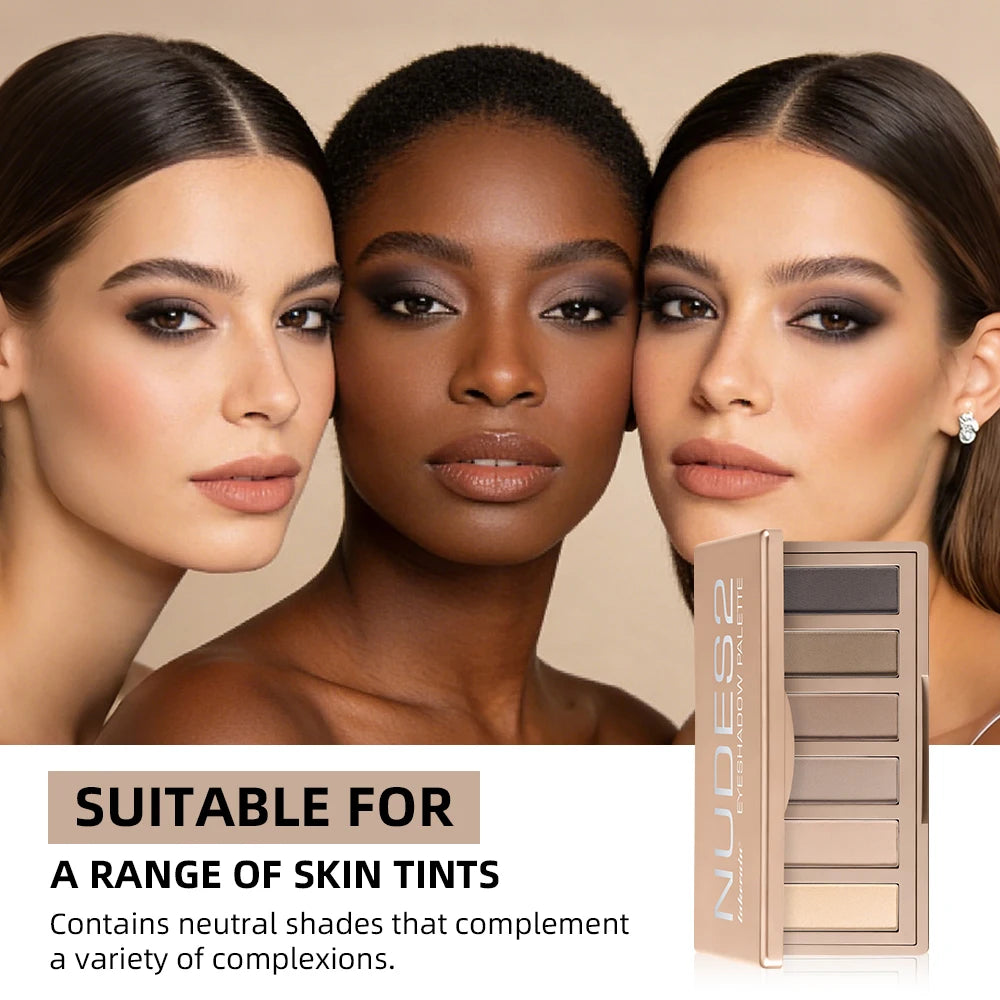6-Color Nude Eyeshadow Palette for Daily and Evening Makeup