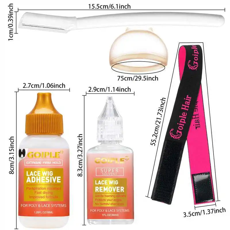 Goiple 6 Piece Lace Wig Adhesive and Glue Remover Kit