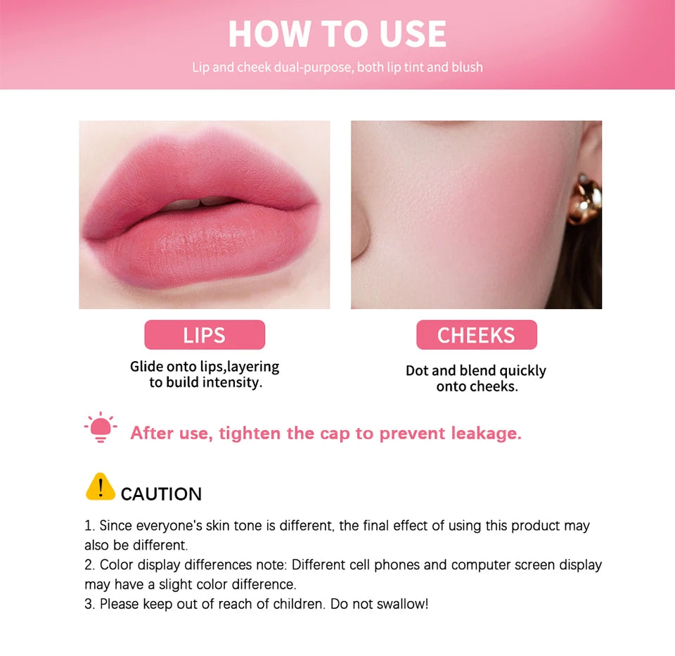 Long-Lasting Waterproof Water Lip Stain and Cheek Tint