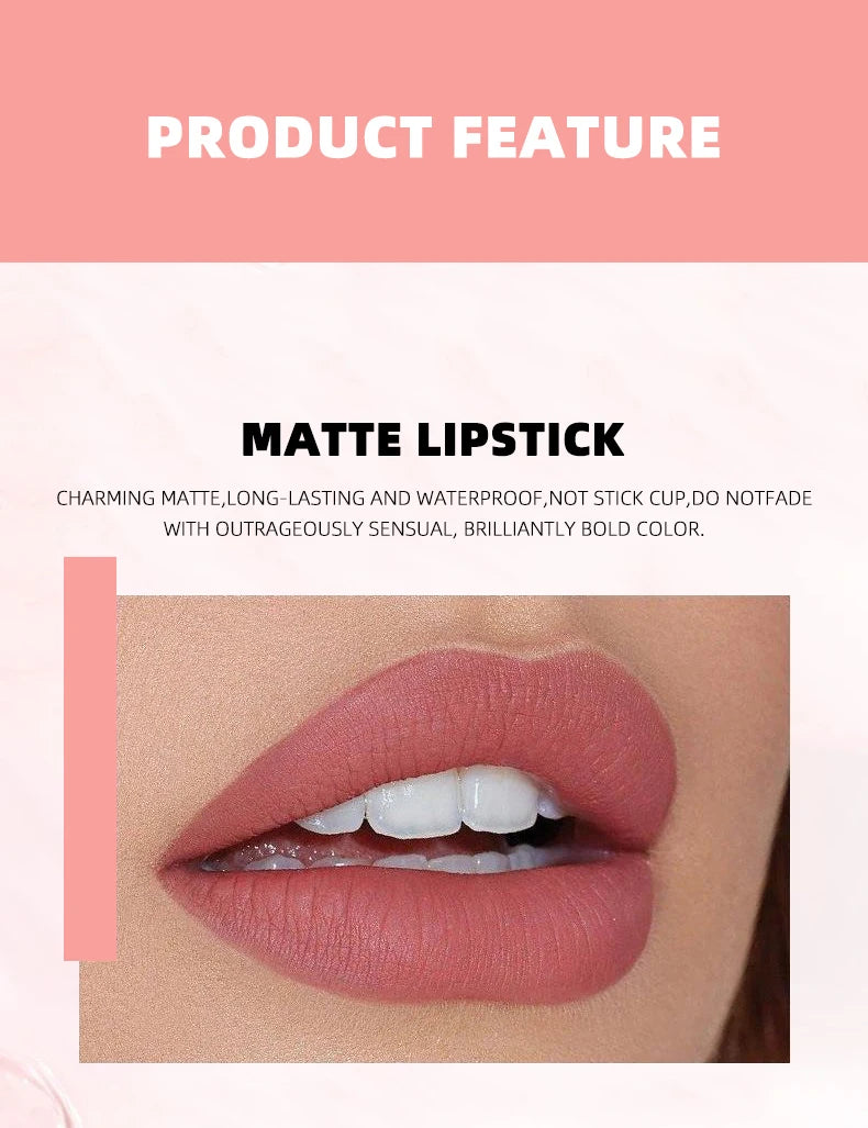 O'CHEAL Teddy Bear Matte Lip Gloss Waterproof Long Lasting Lipstick - 10