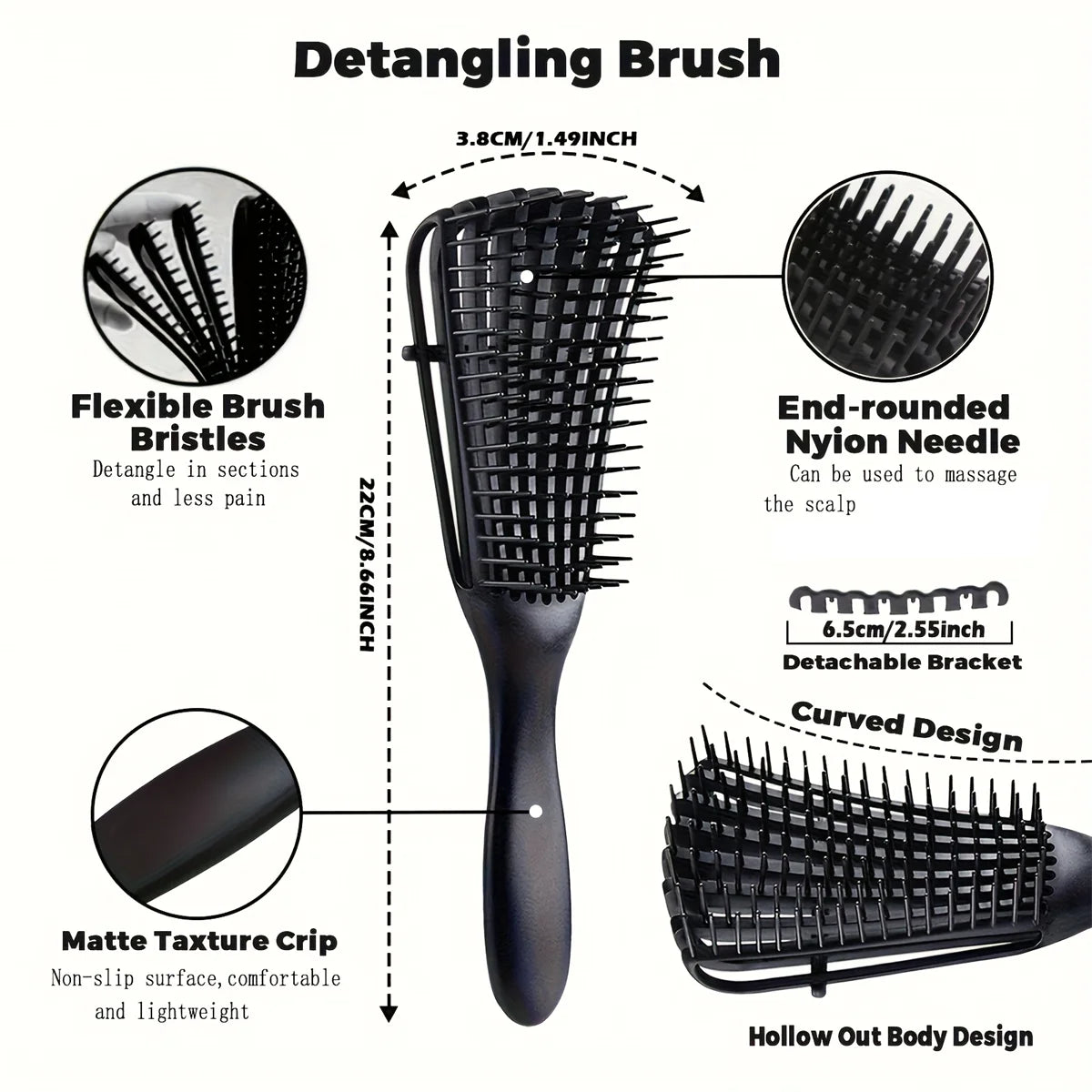 Detangling Hairbrush for Curly and Long Hair Anti-static Scalp Comb