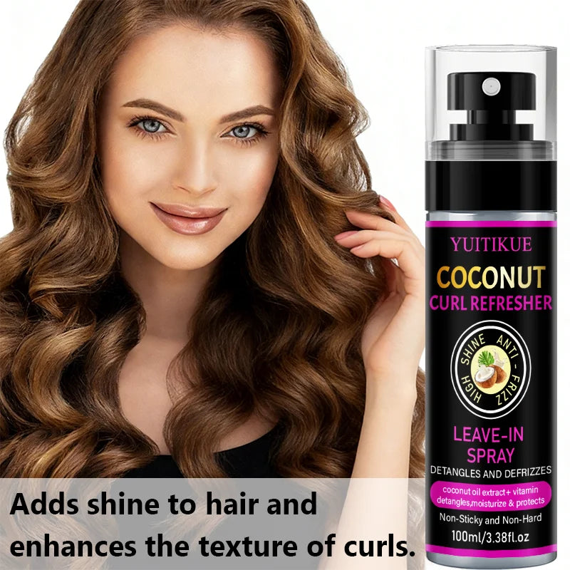 YUITIKUE Coconut Curl Refresher Spray Anti Frizz Detangling Hair Mist - 11