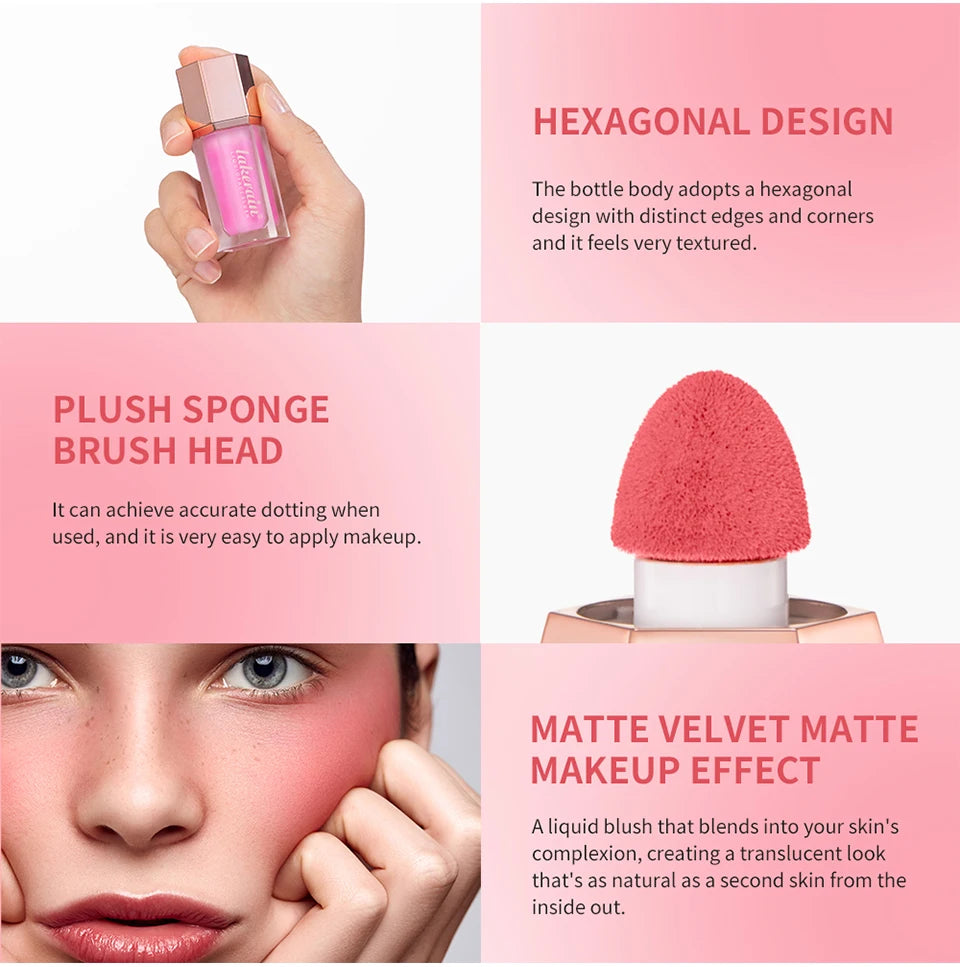 Waterproof Matte Liquid Blush with Built-in Applicator