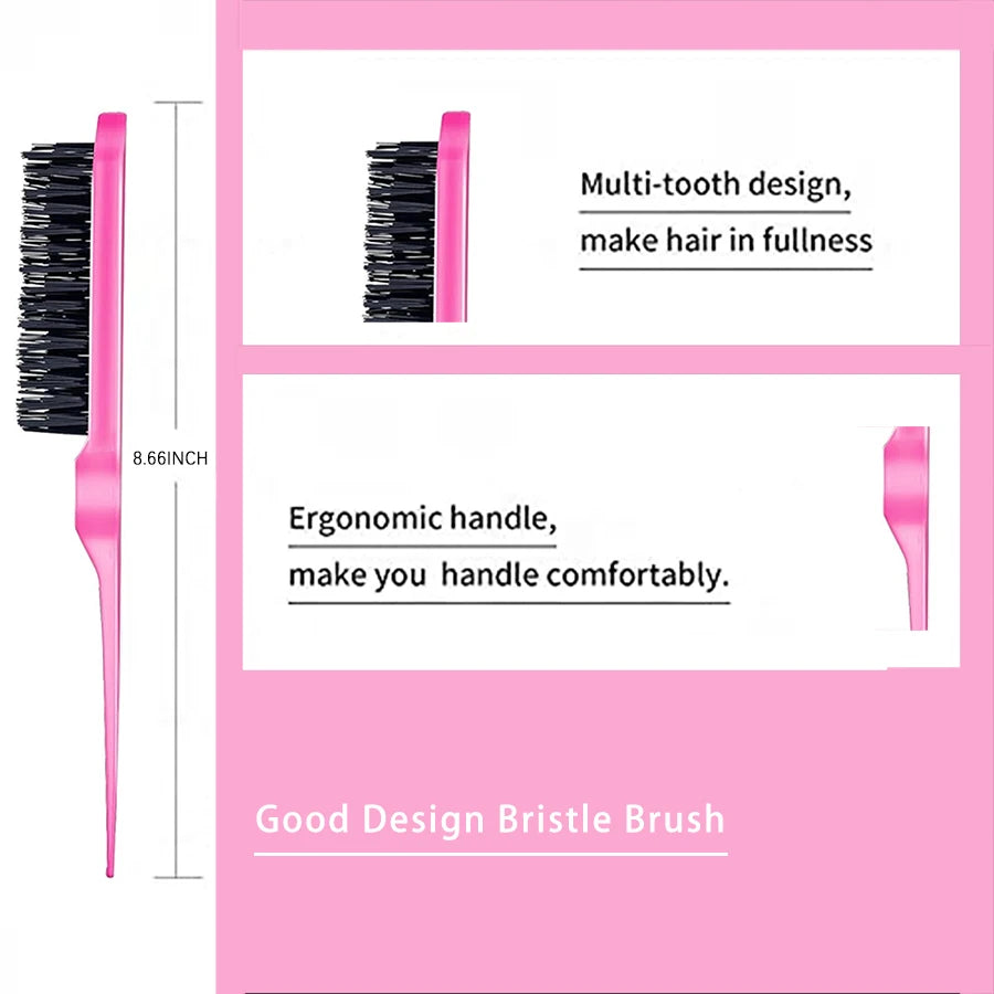 3 Piece Hair Styling Comb and Edge Control Brush Set