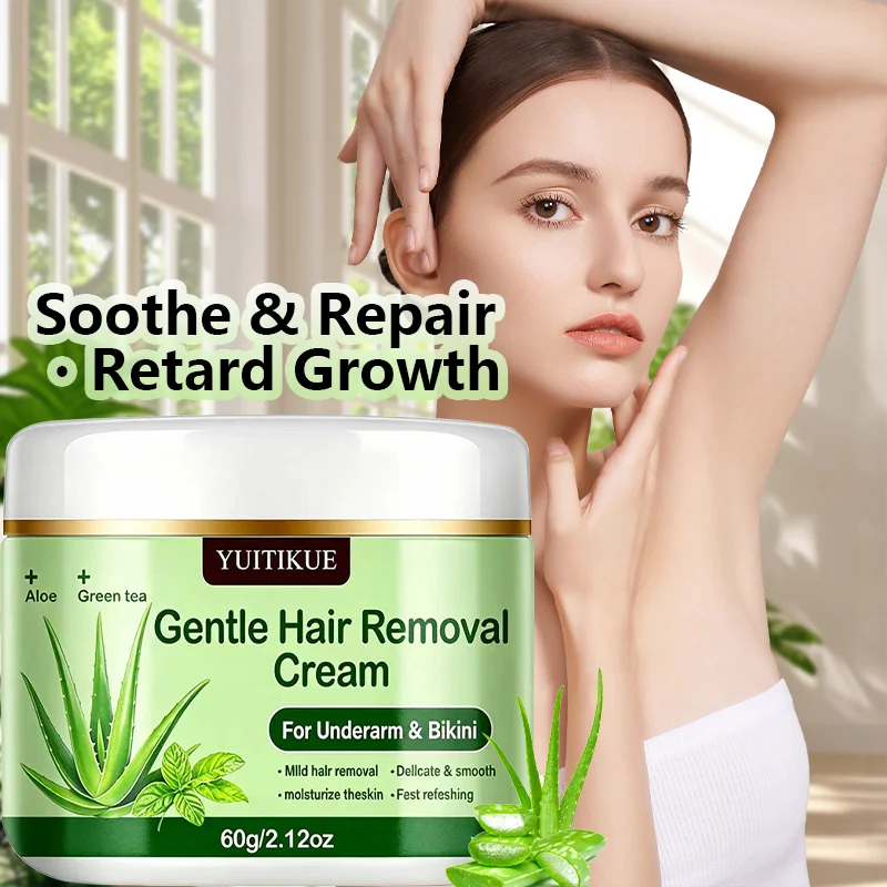 YUITIKUE Aloe Green Tea Hair Removal Cream Gentle Body Depilatory 60g
