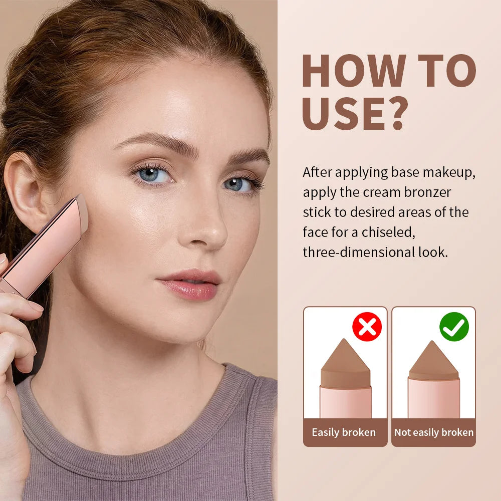 2-in-1 Cream Bronzer and Contour Stick for Sculpted Face Makeup - 4