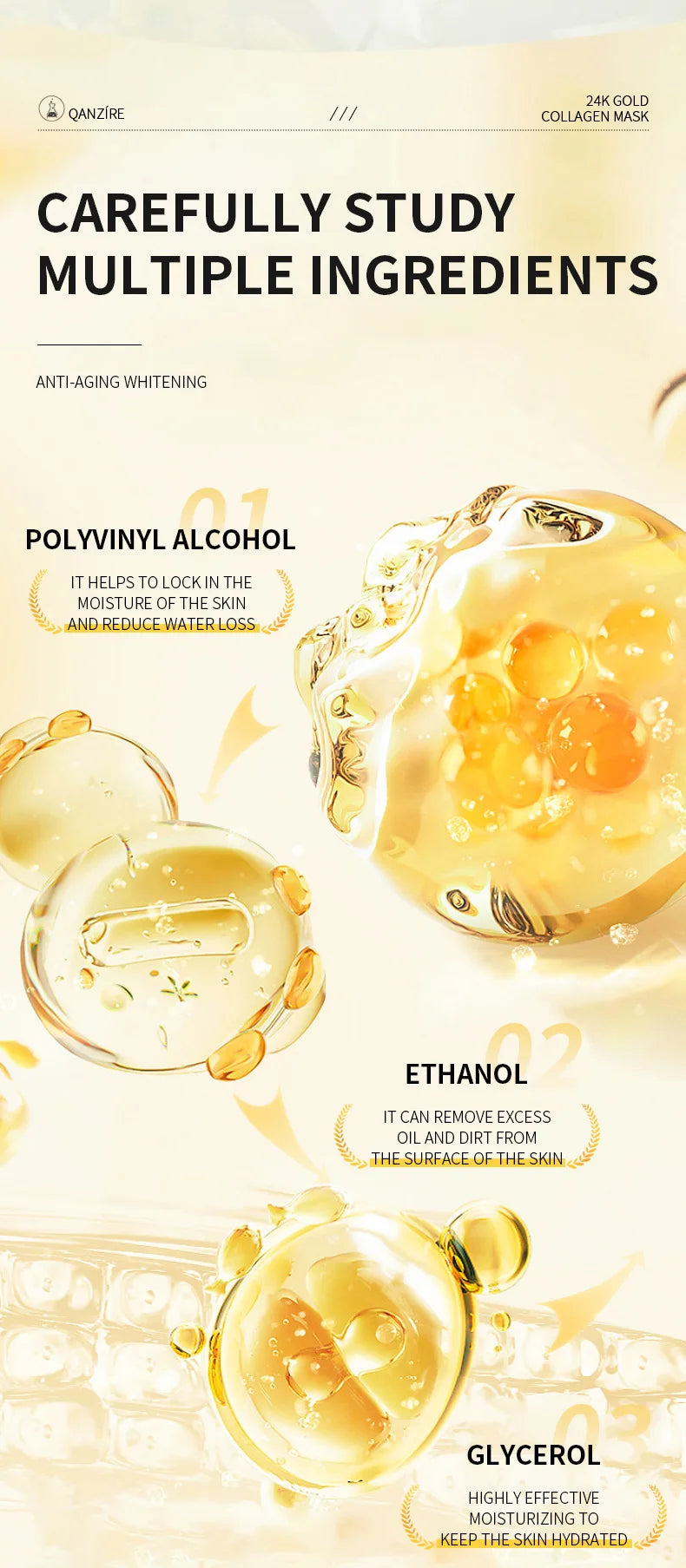 24K Gold Collagen Face Mask Anti Aging Whitening Peel Off Gel - 11