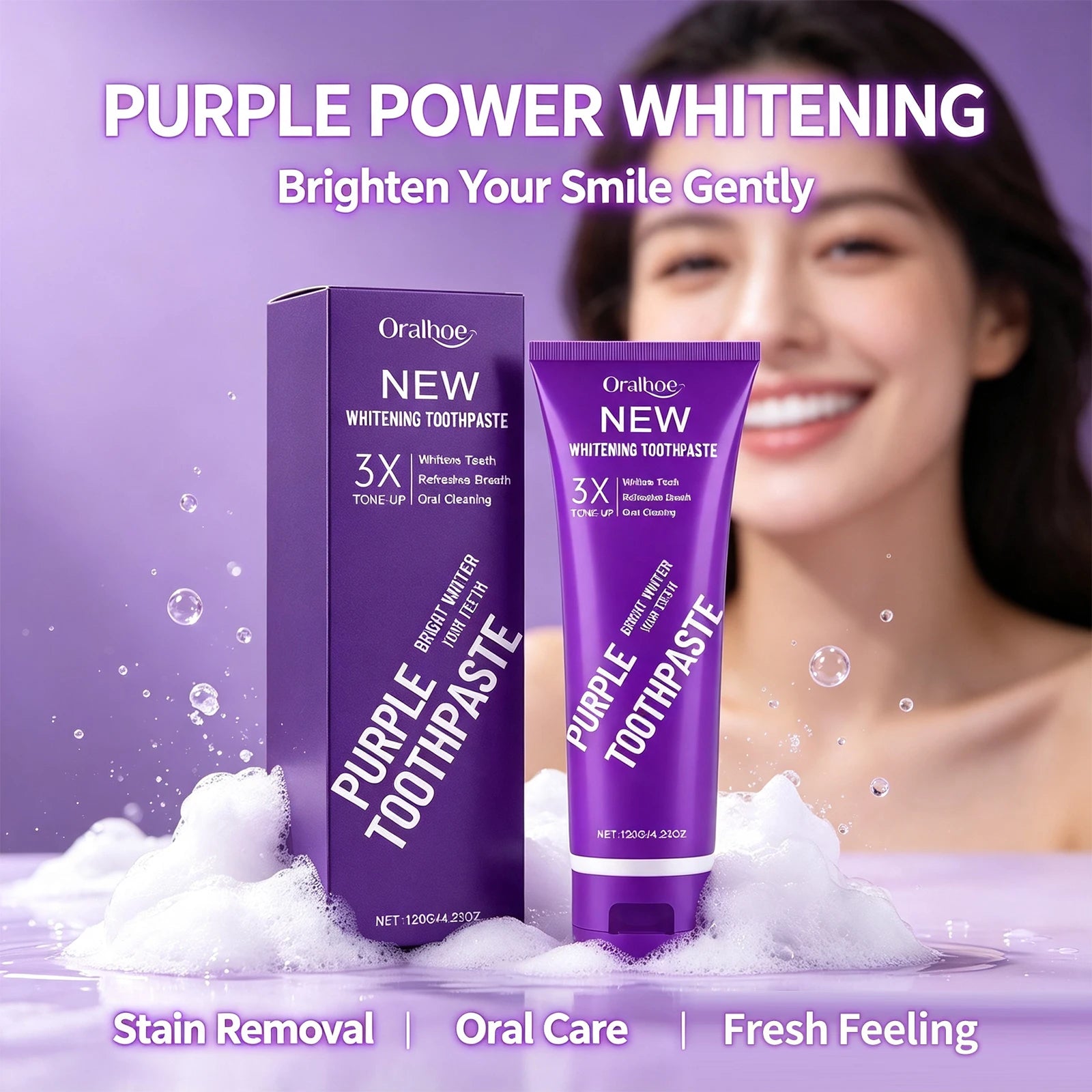 Purple Teeth Whitening Toothpaste for Stain Removal - 5