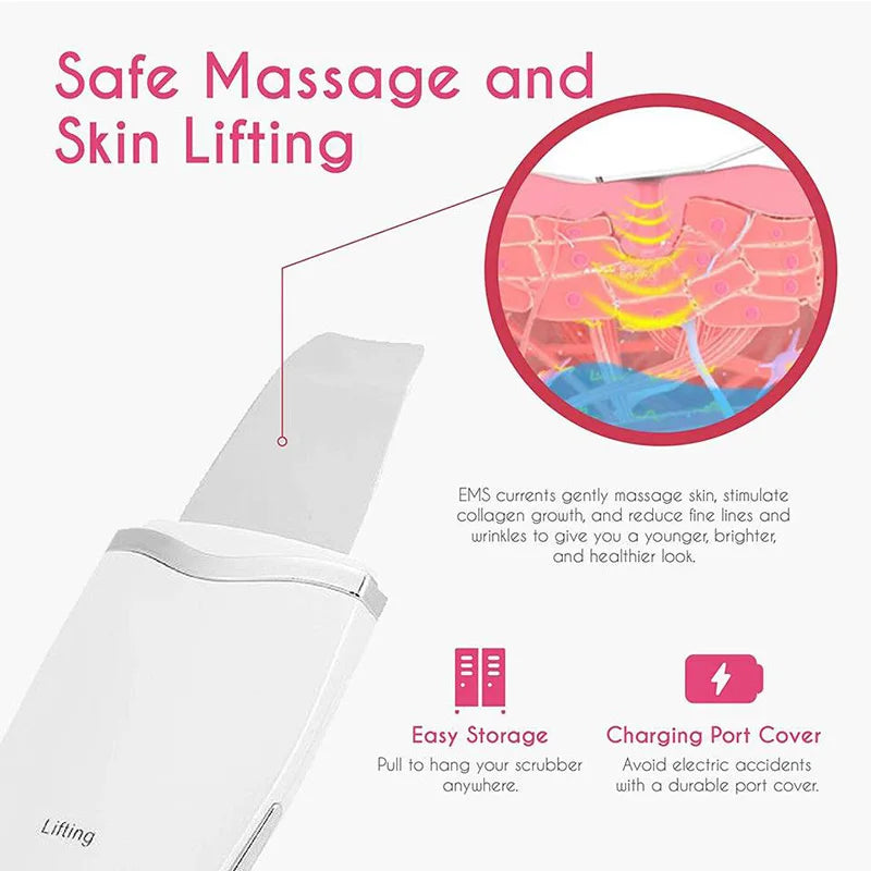 Ultrasonic Skin Scrubber Facial Pore Cleaner Blackhead Remover Device