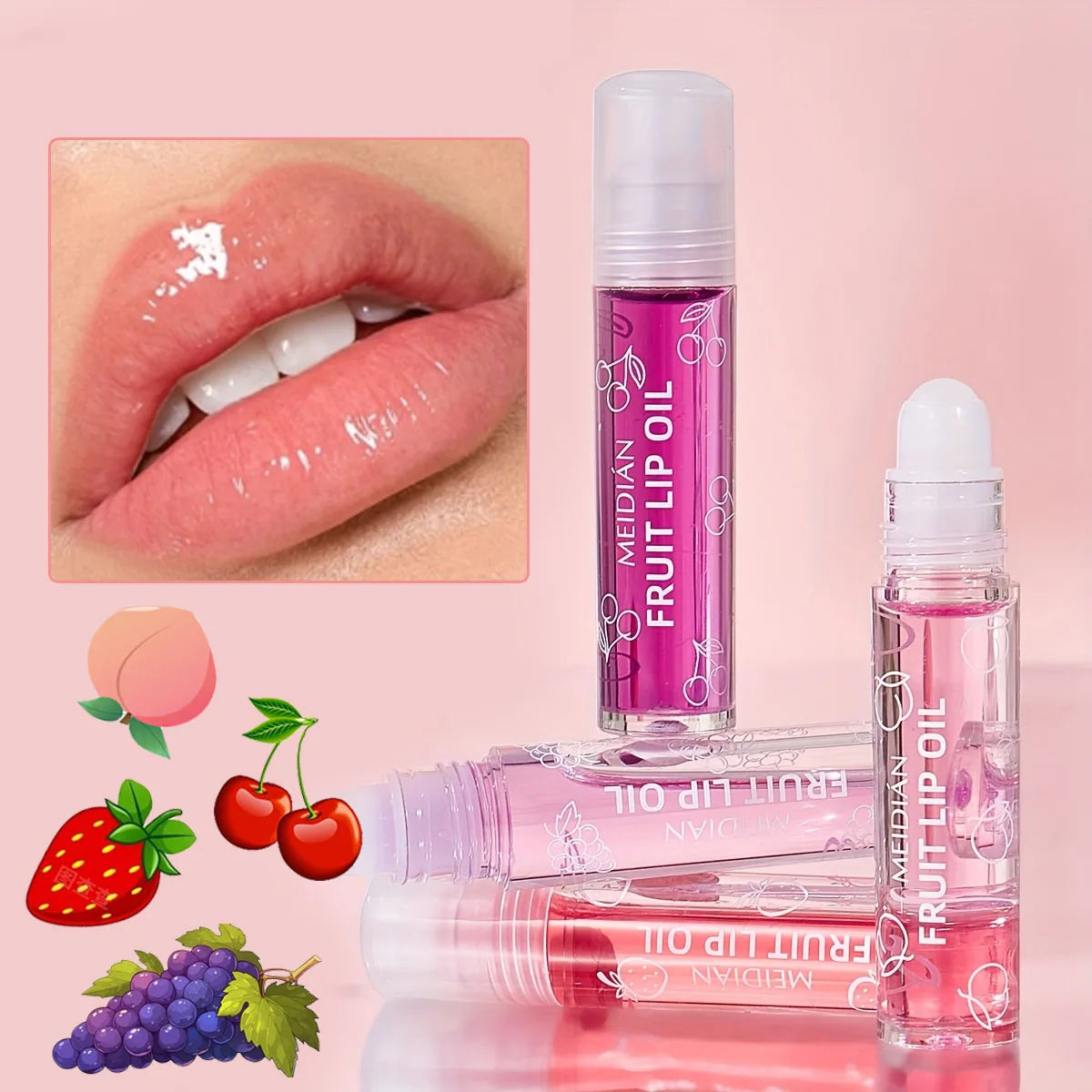 4 Piece Fruit Lip Oil Set Moisturizing Gloss for Dry Lips - 2