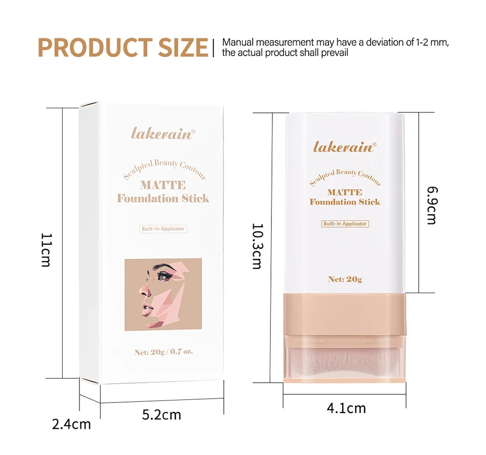 Matte Foundation Stick with Built-in Brush for Flawless Coverage