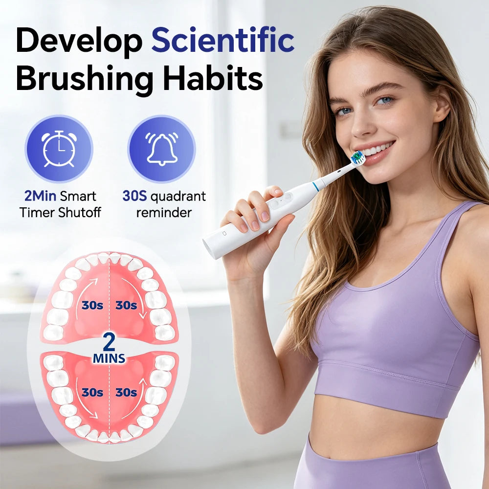 Rechargeable Electric Toothbrush with 5 Modes and 4 Brush Heads