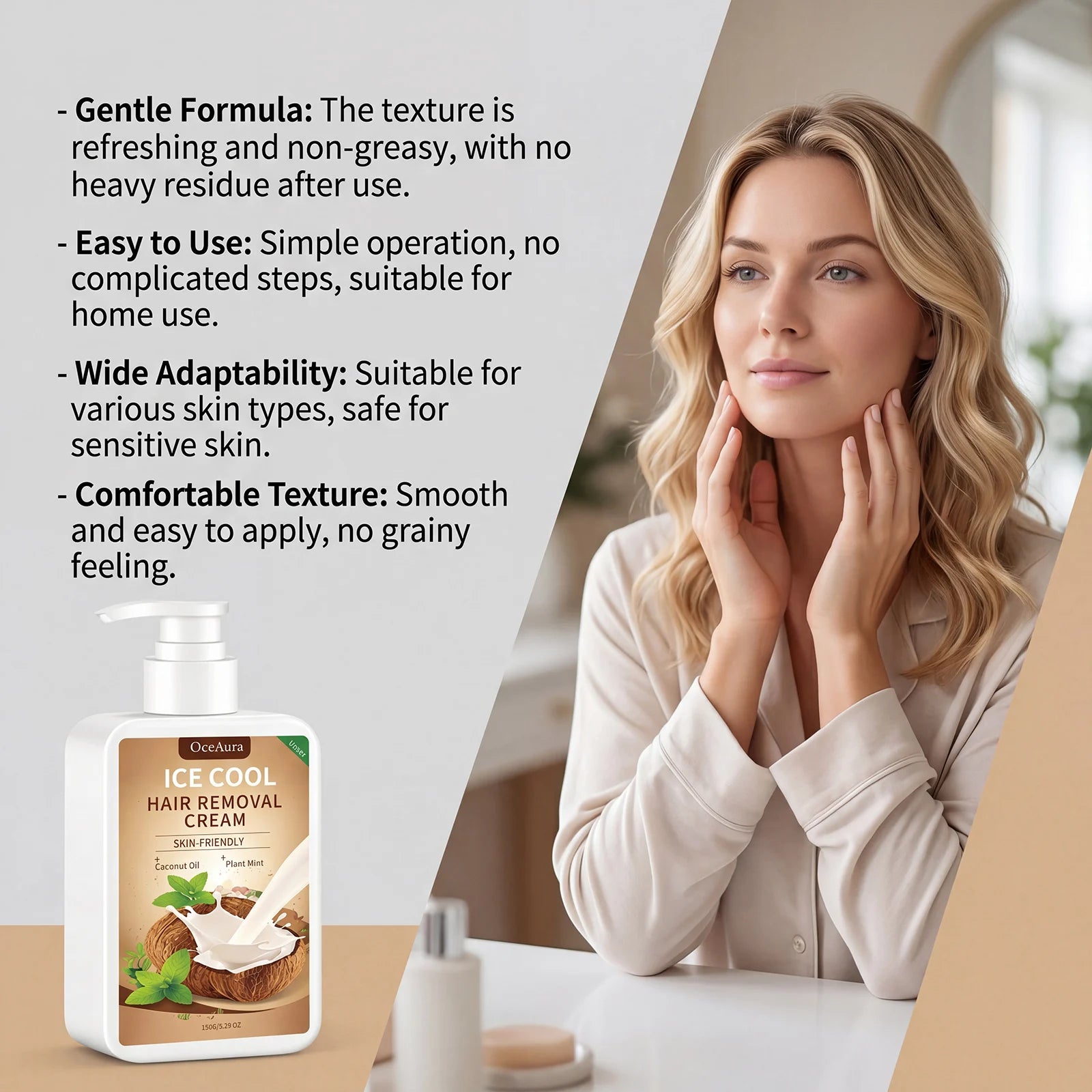 Painless Cooling Hair Removal Cream for Face and Body - 16