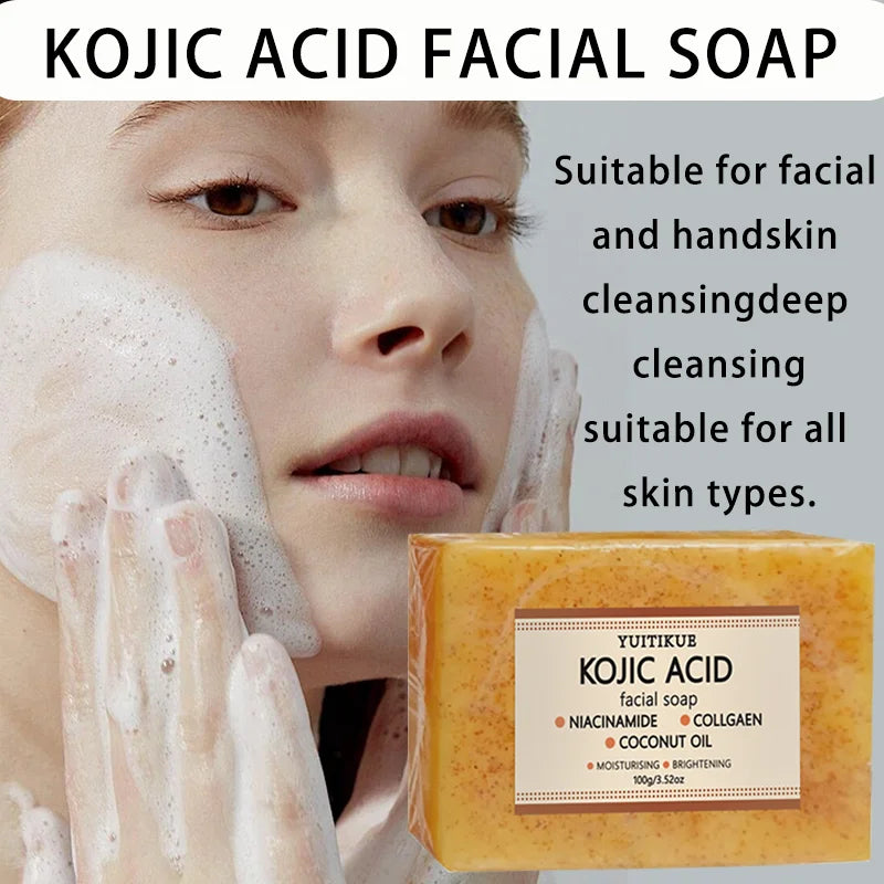 YUITIKUE Kojic Acid Facial Soap Brightening Cleansing Bar with Collagen