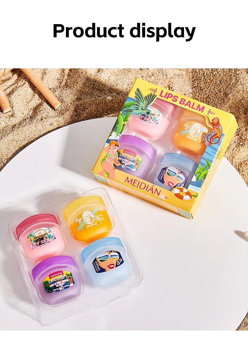 Meidian Fruity Lip Balm Set Moisturizing Lip Care Treatment