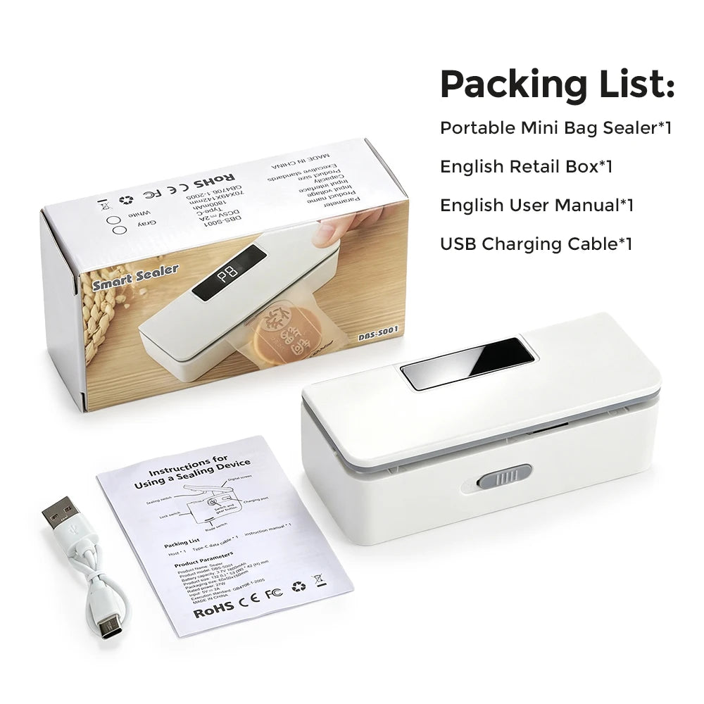 Portable Rechargeable Mini Bag Sealer with Cutter