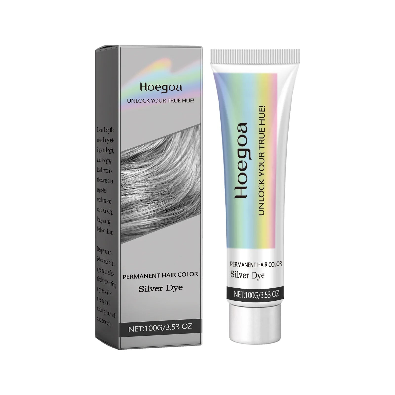 Permanent Silver Gray Hair Dye Cream for Vibrant Color Coverage - 17