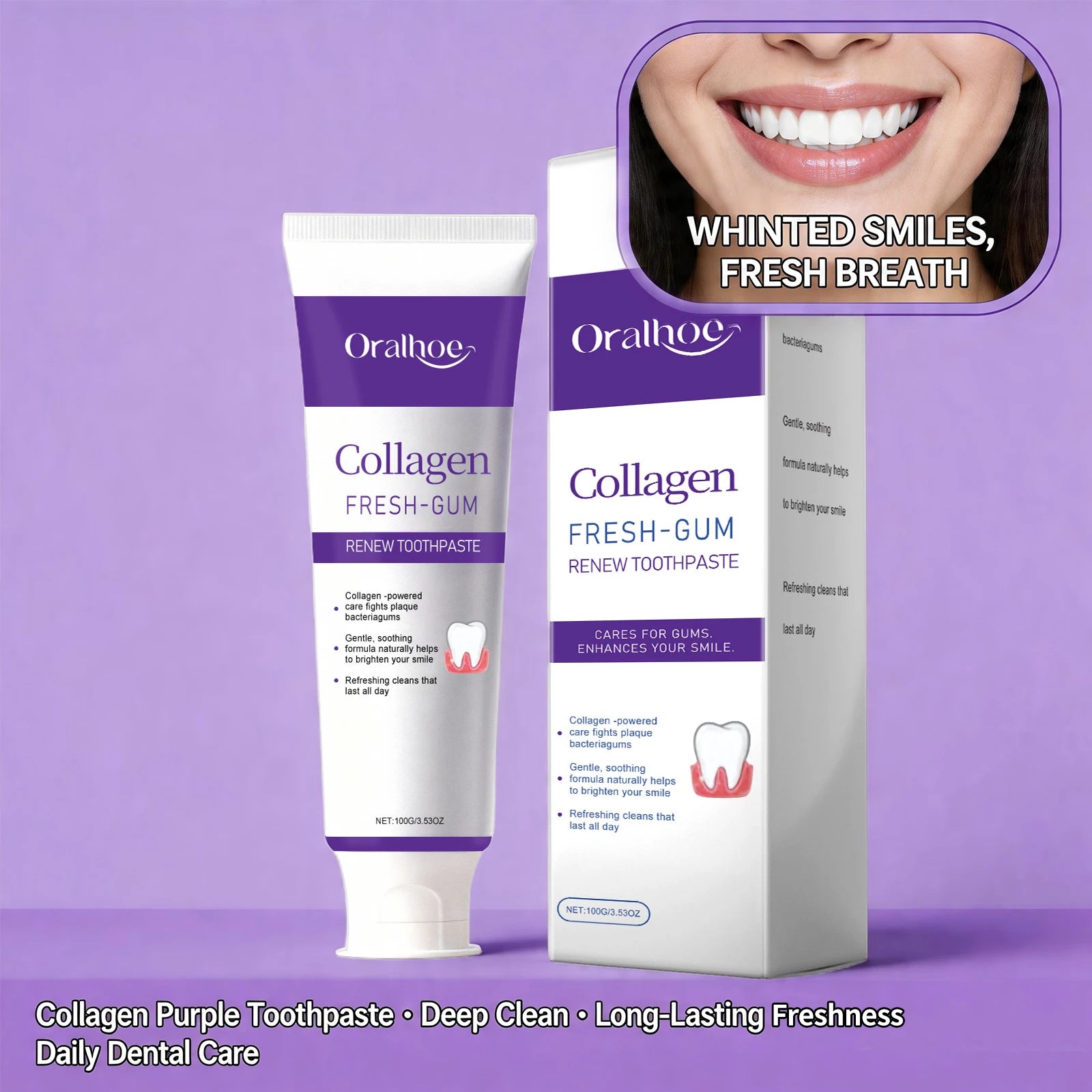 Collagen Whitening Toothpaste for Gum Care and Fresh Breath - 3