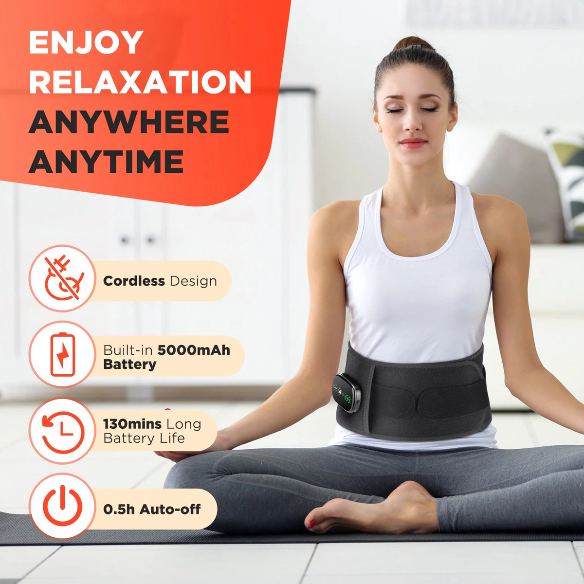 Heated Vibrating Waist Massage Belt for Back Pain Relief