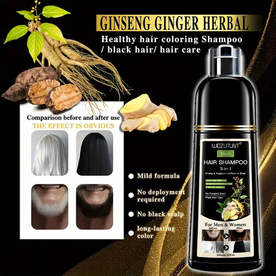200ml 3 in 1 Herbal Hair Dye Shampoo for Men and Women