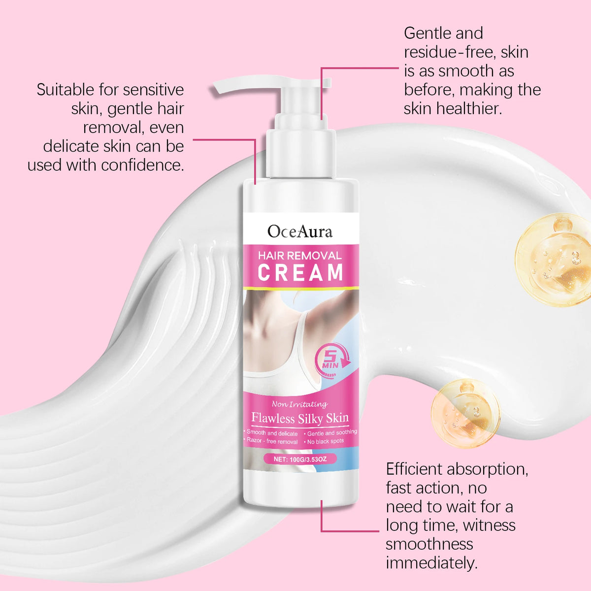 Gentle Hair Removal Cream for Full Body Smooth Skin