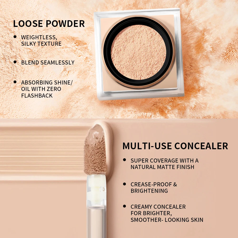Face Concealer and Matte Setting Powder Makeup Set