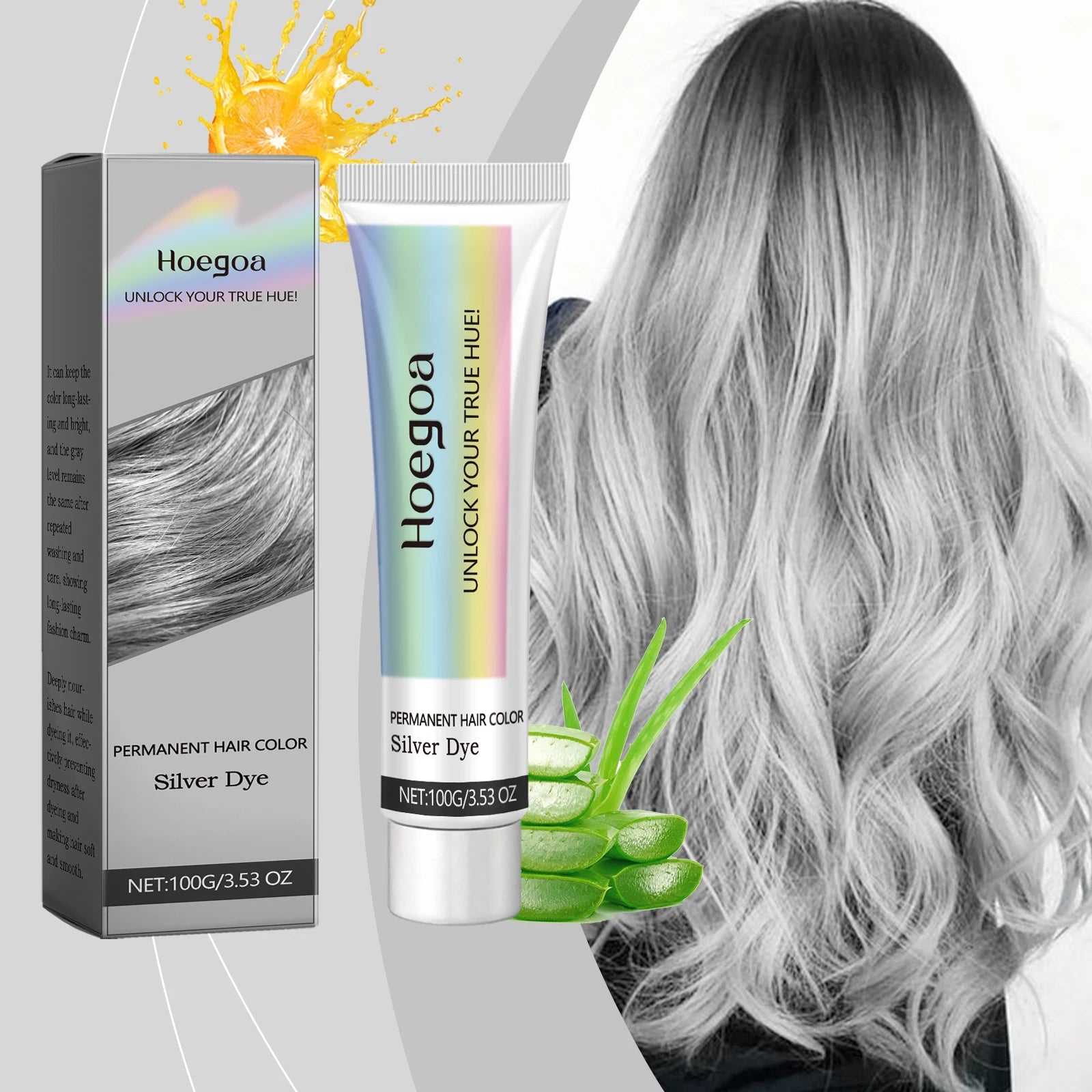Permanent Silver Gray Hair Dye Cream for Vibrant Color Coverage - 8