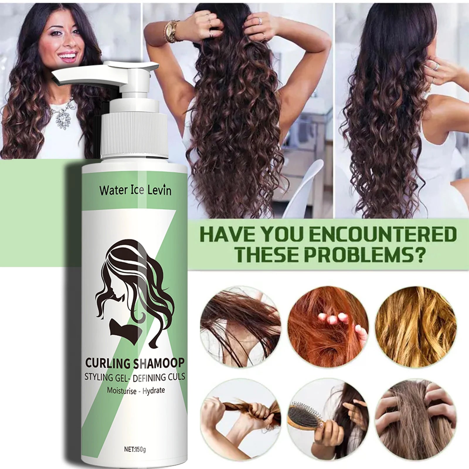 Water Ice Levin 150g Green Tea Hydrating Hair Curl Defining Conditioner